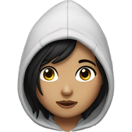 Girl with black hair wearing hoodie  emoji