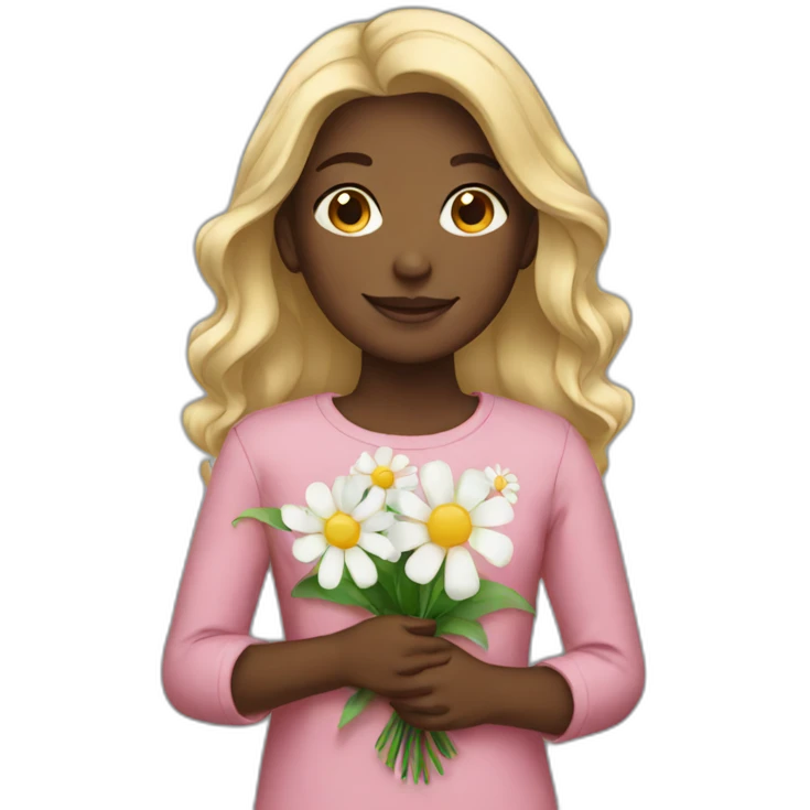 girl holding flowers emoji