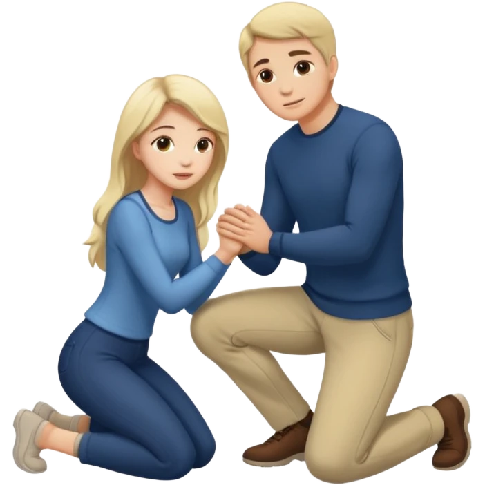 Kız ve diz çoken bir erkek emoji