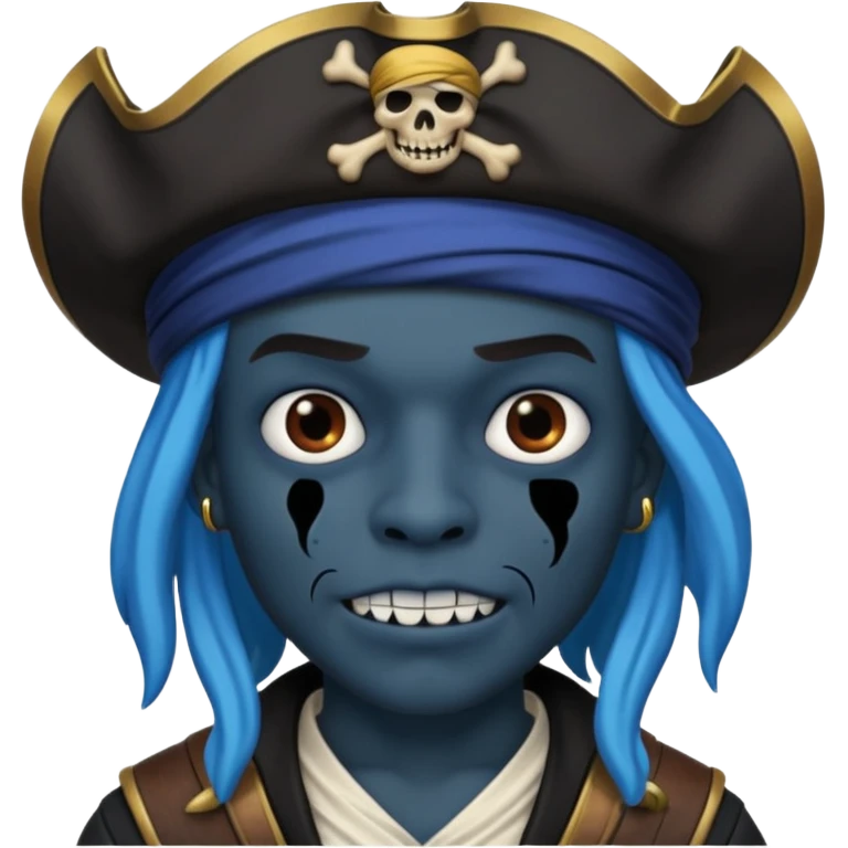 Un pirate qui fait peur uniquement bleu et noir emoji