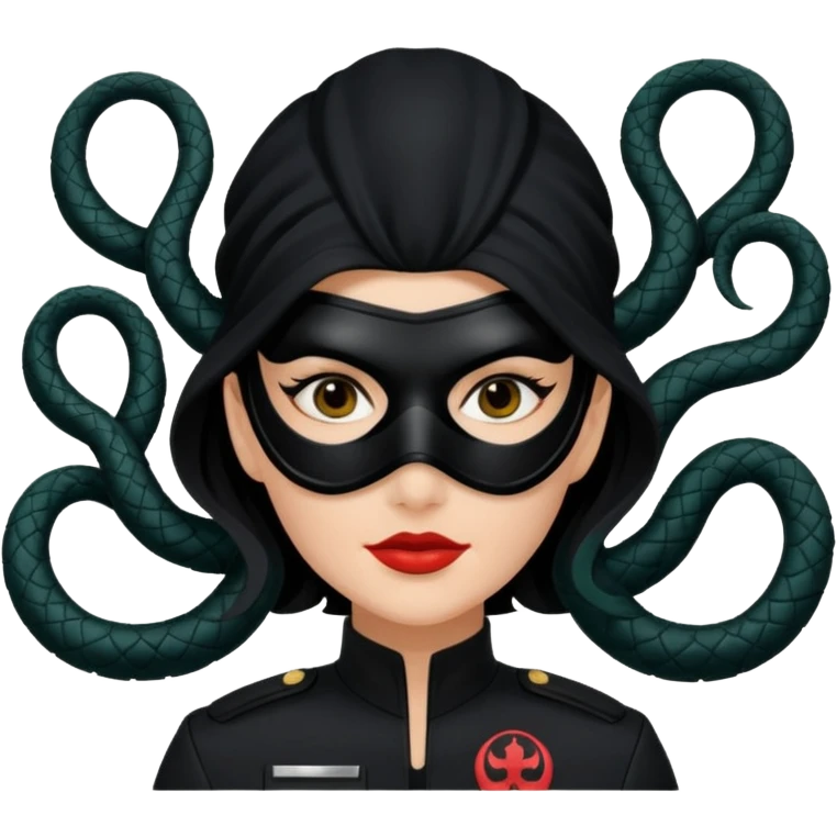 woman with black mask and Hydra uniform emoji