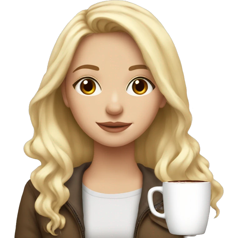 white girl pretty with blonde long hair and a hot chocolate emoji