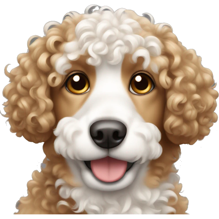 light brown and white curly hair dog emoji