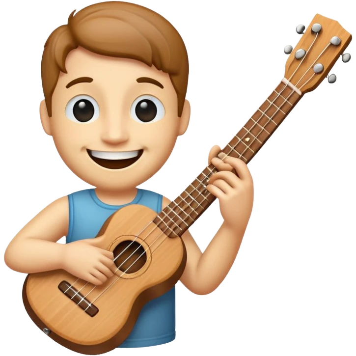 ukulele with a smiling face emoji