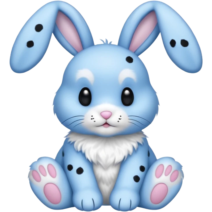 A blue bunny with black polka dots emoji