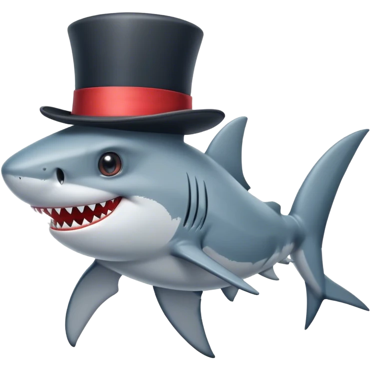 Shark with a top hat emoji