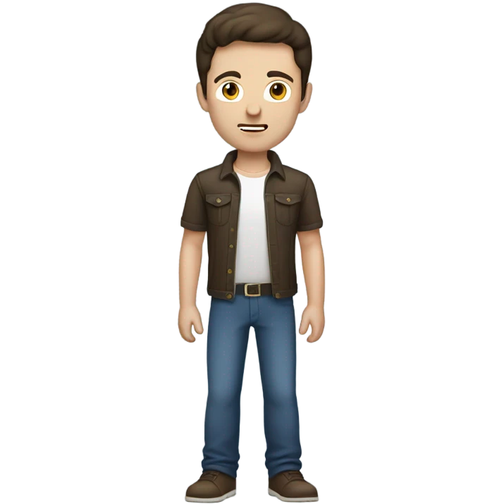 Brunnette man with blue eyes full body emoji