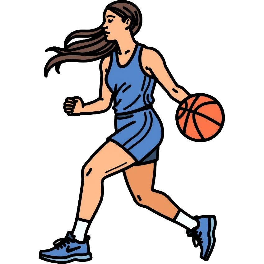 female basketball player dribbling a basketball emoji