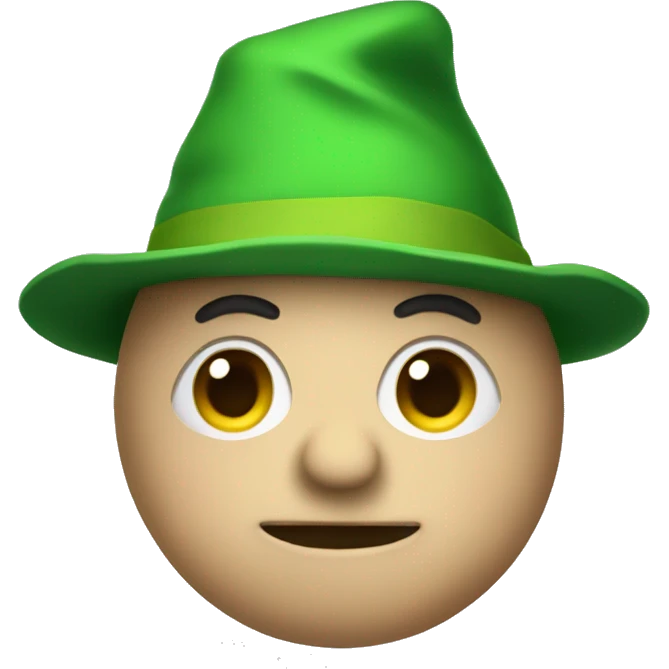 Puppet with a green pointy hat and chubby cheeks emoji