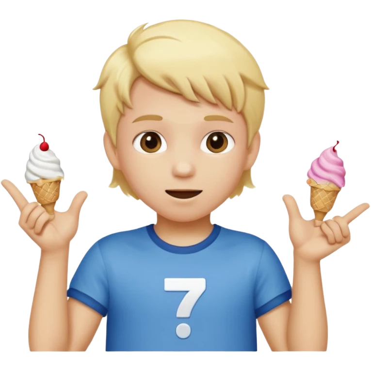 A kid with blonde icecream hair with two hands that are doing this 🫴 and flipped on the other side then have this emoji on the left hand 6️⃣ and this emoji in the other hand7️⃣ emoji