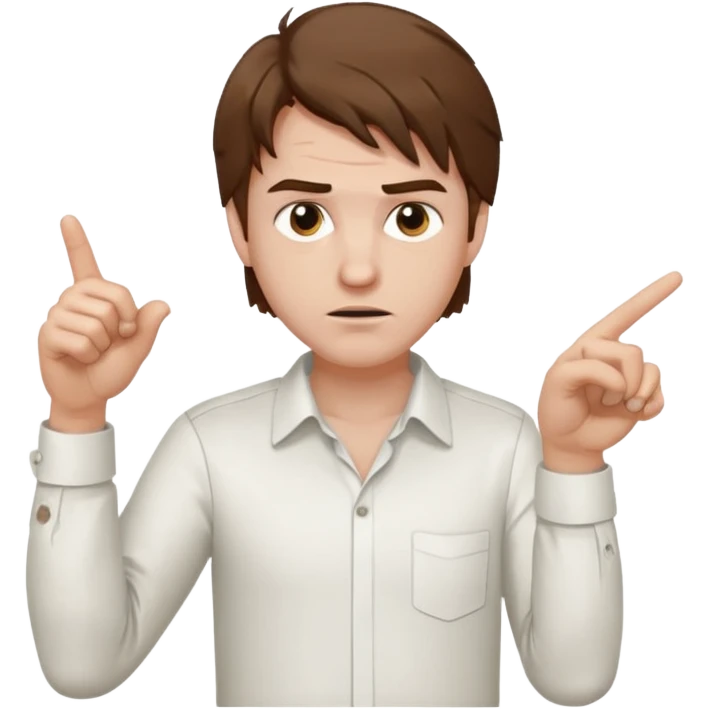 Weak man with disheveled hair pointing to his right emoji