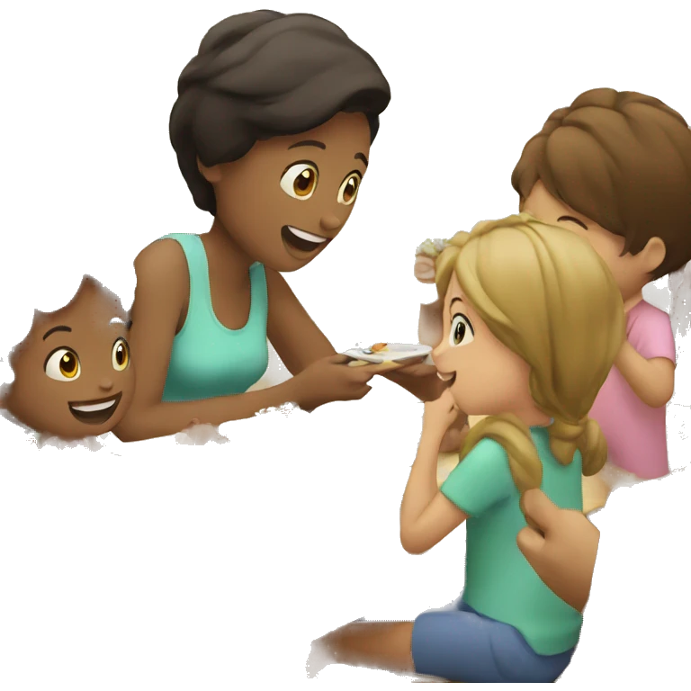 Parents eating lunch with their small kids  emoji