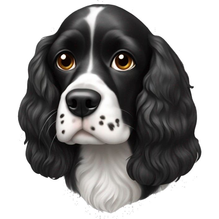 black and white cocker spaniel with nose spots emoji