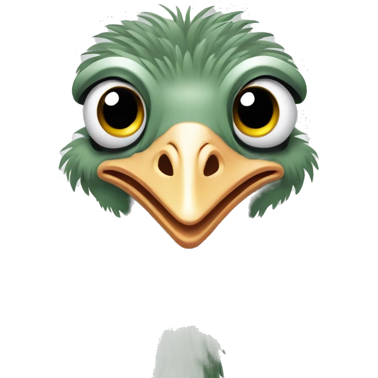 Sage green ostrich expressive face emoji