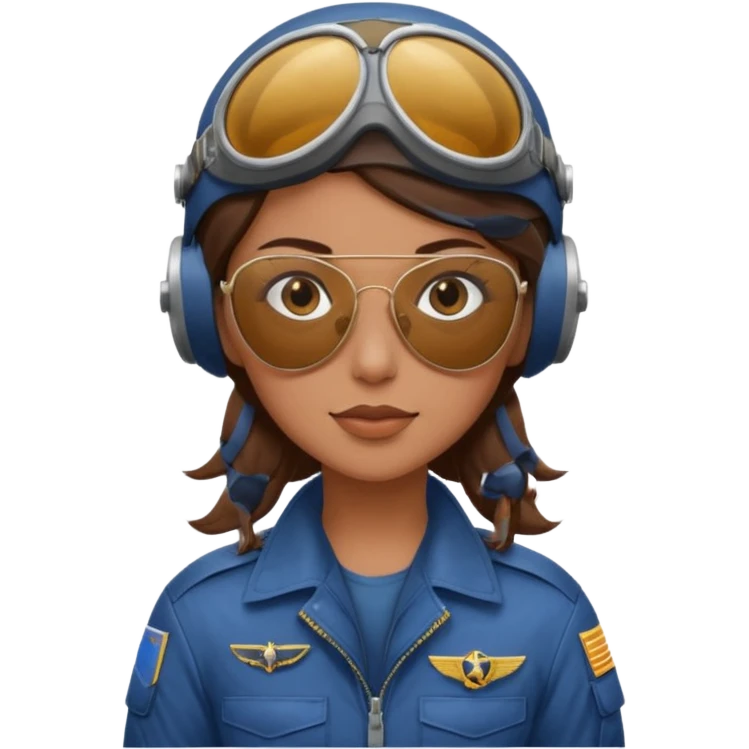 A female pilot with medium skin and tied-back brown hair emoji