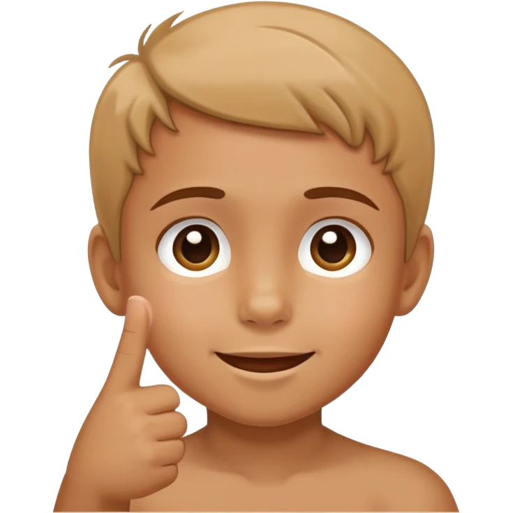 child pointing to their forehead, cheerful and clear emoji