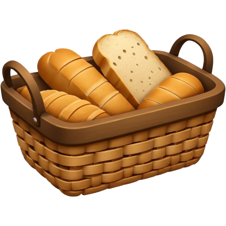 Create an emoji representing empty carbohydrate stores: depict a nearly empty bread basket with only a few crumbs left, overlaid by a fading low-battery symbol to signal depleted carb energy. emoji