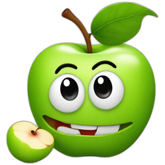 Apple with Worm emoji