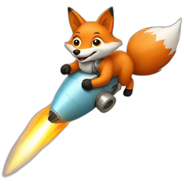 Fox with a token on a Rocket  emoji