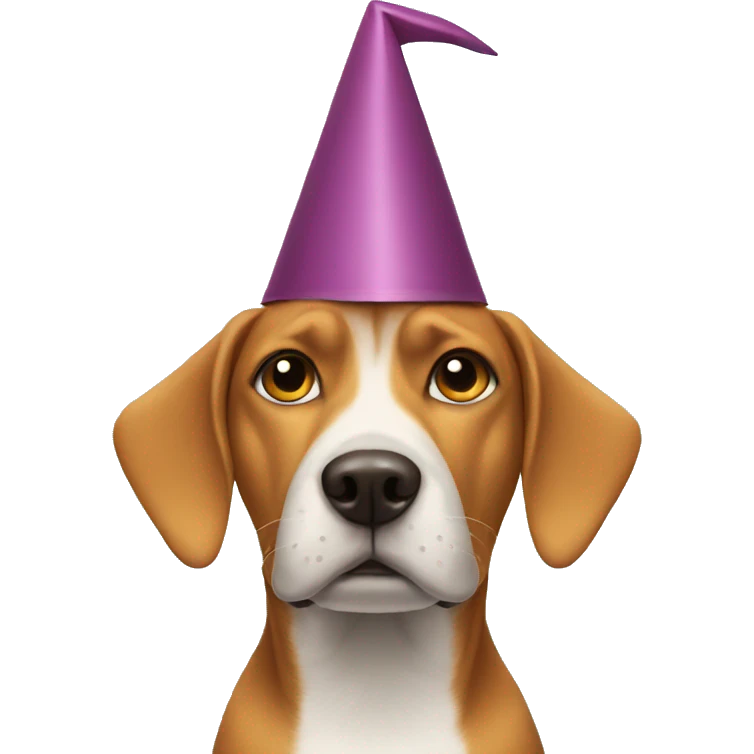 Dog wearing dunce cap emoji