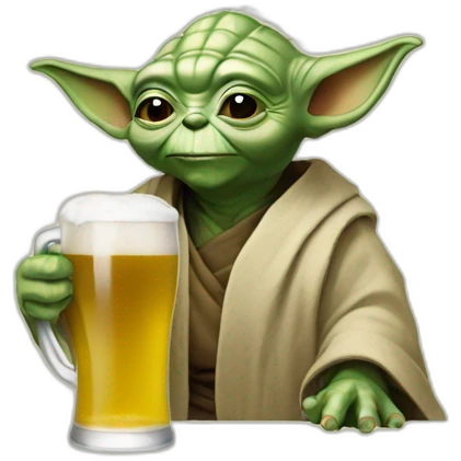 Yoda drinking beer emoji