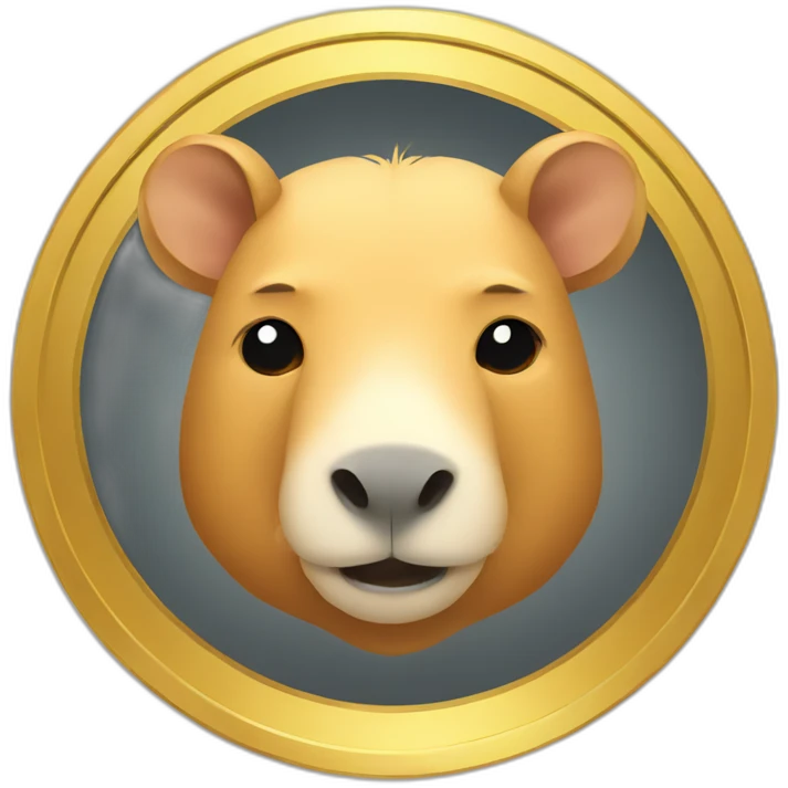 a gold coin with the face of a capybara as a symbol of the currency emoji