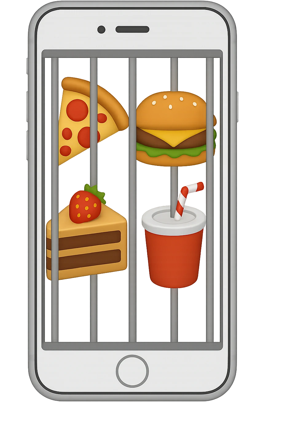 Disturbi alimentari quindi cibo visti come una gabbia stile emoji iphone. emoji