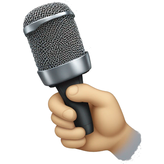 hand with microphone, is letting microphone fall down emoji