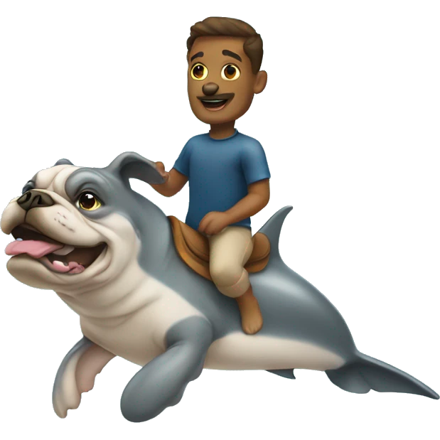 Dolphin riding a bulldog emoji