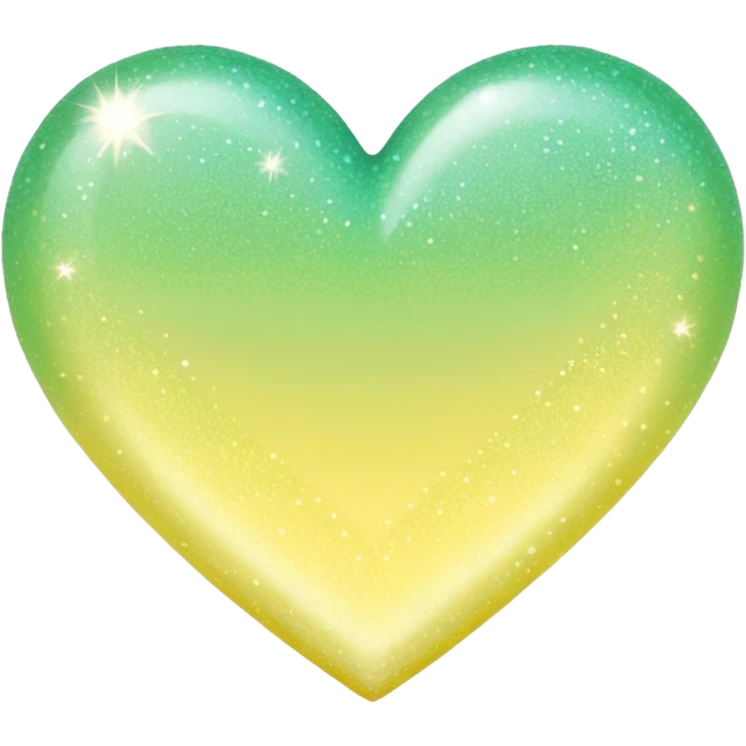 glitter heart with pastel yellow to pastel green ombre emoji
