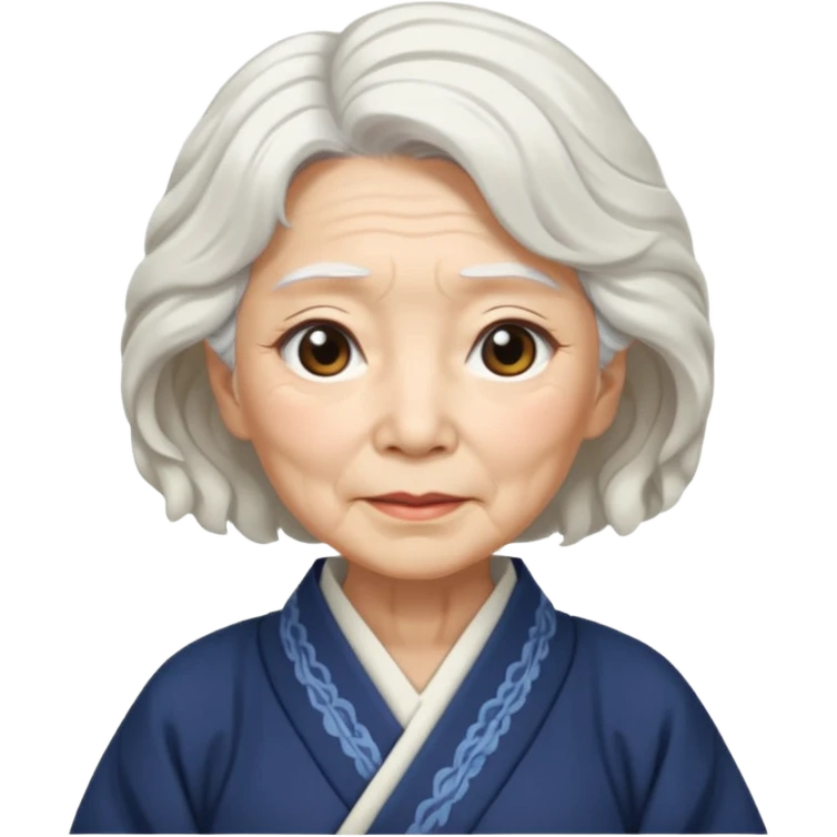 japanese culture old woman with white wavy hair and wrinkles emoji