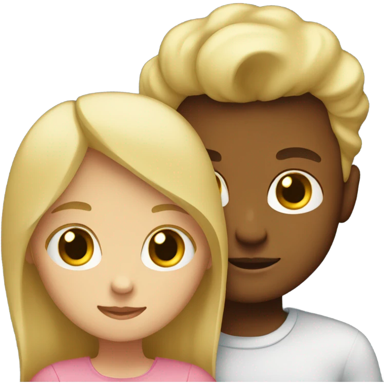 blonde girl and mixed boy hugging emoji