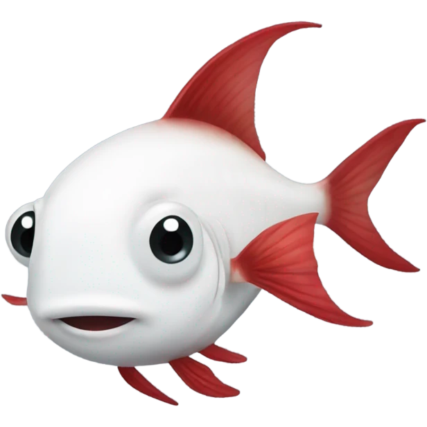 One white fish cute dark red fins  emoji