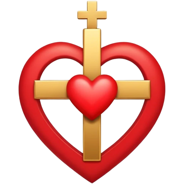 A gold cross on a red heart  emoji