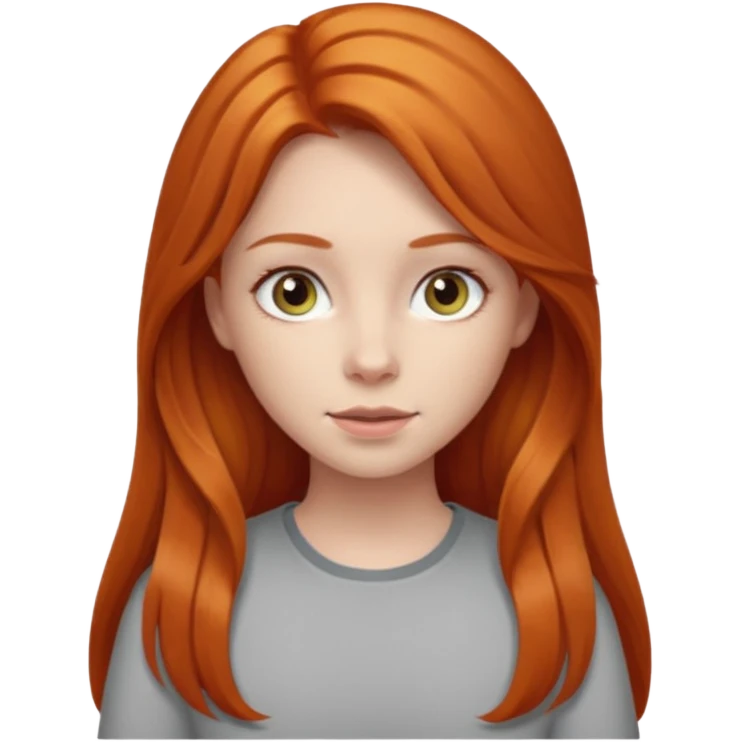 Ginger head girl with long hair and light grey eyes emoji