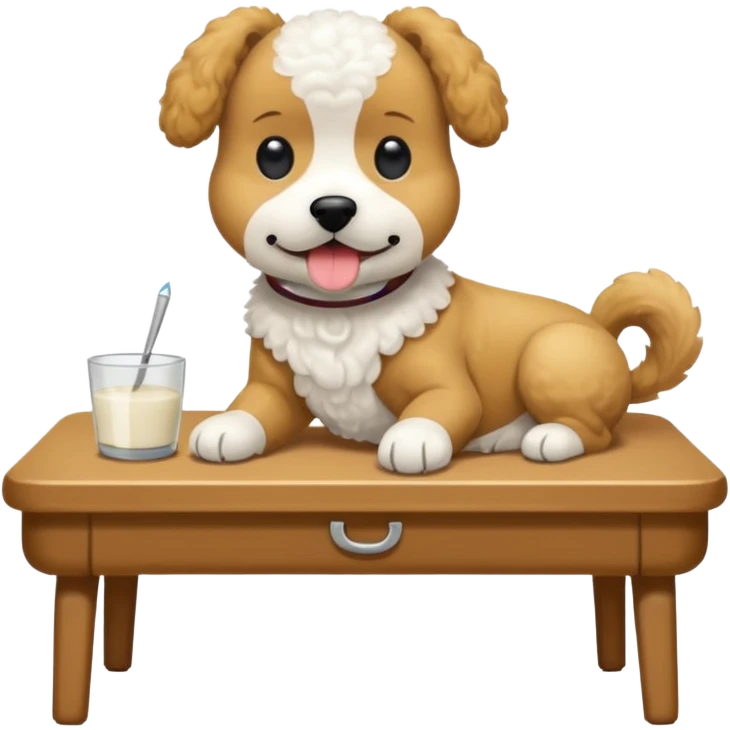 caniche blanco en peluqueria canina emoji