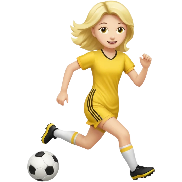 kids play soccer in yellow dress emoji
