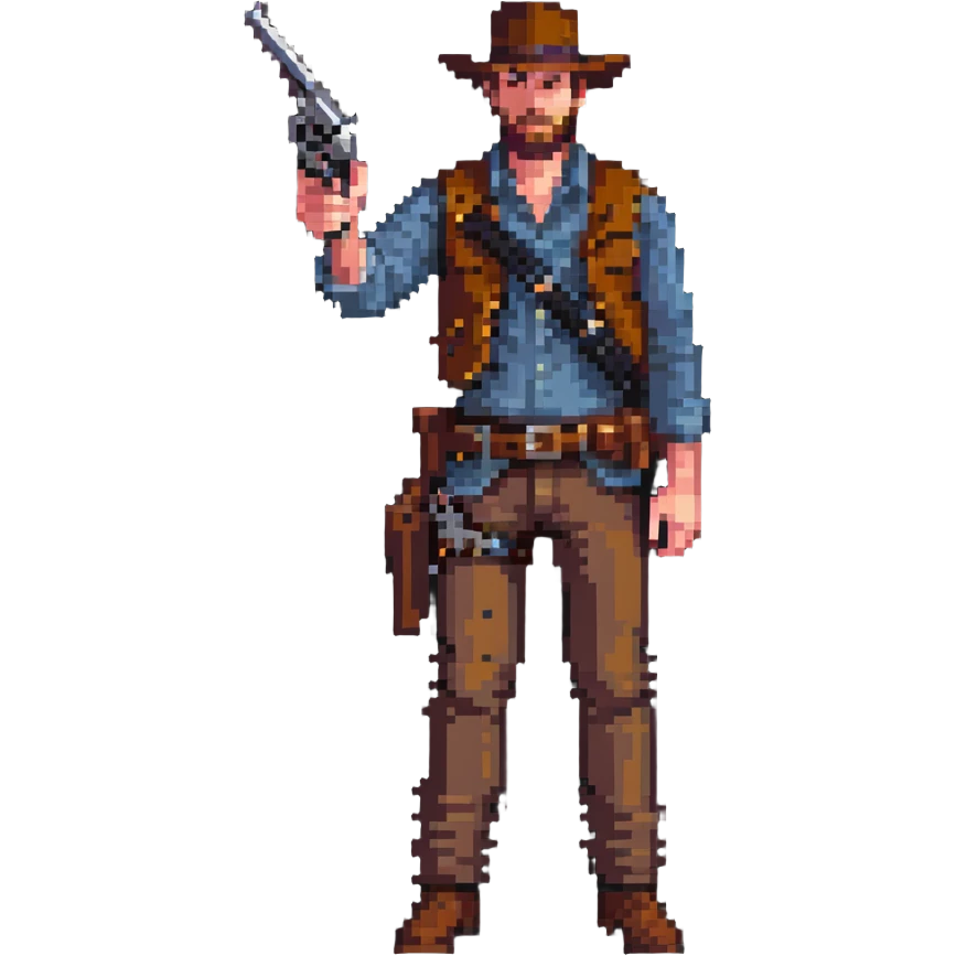 Arthur Morgan from Red Dead Redemption, holding a revolver emoji