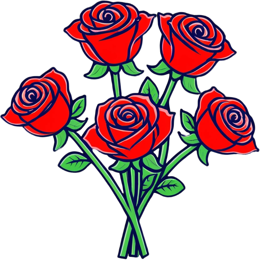 romantic bouquet of red roses emoji