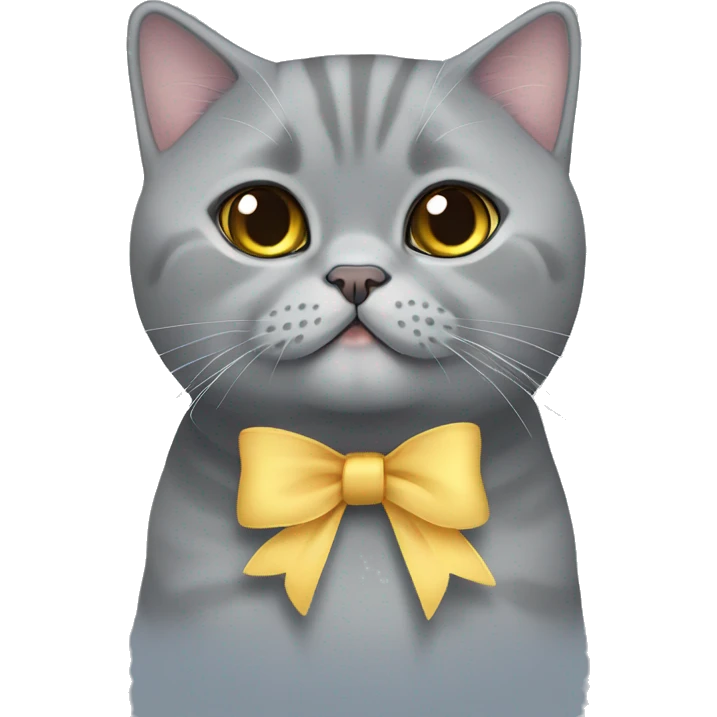 Grey british shorthair cute with bow emoji