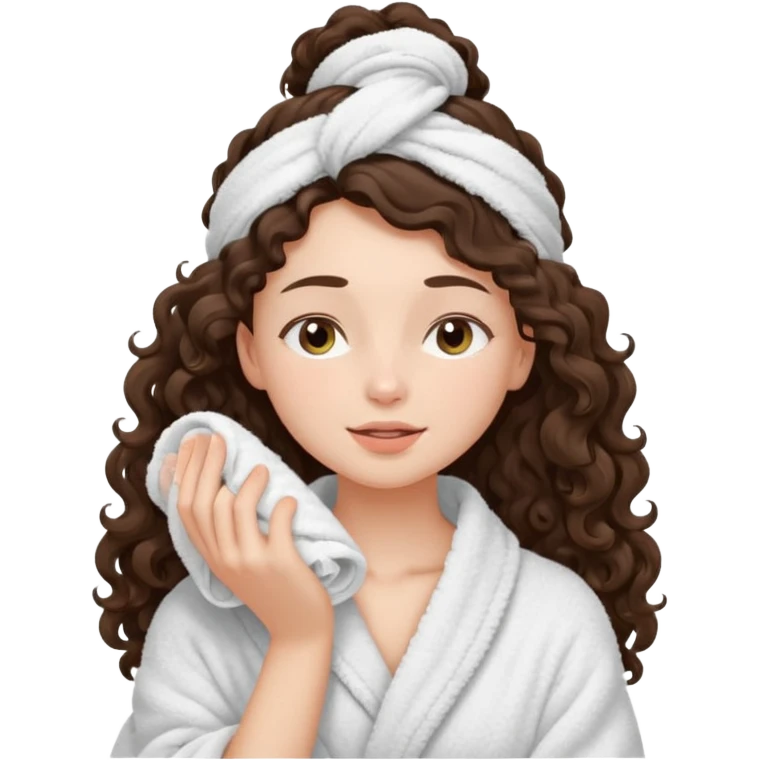 girl brunette with long curly hair getting a deep facial cleansing eyes closed emoji
