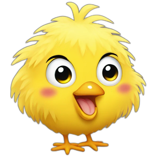 yellow fluffy chick laughing face emoji