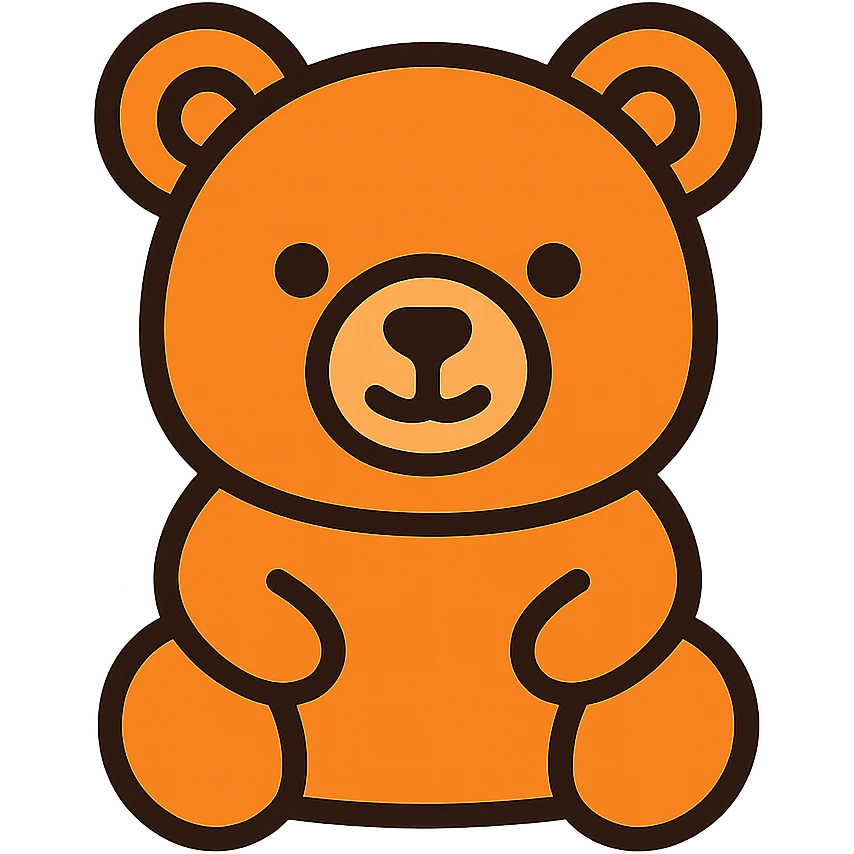 cute cartoon bear icon, rounded shapes, friendly expression, modern icon style emoji