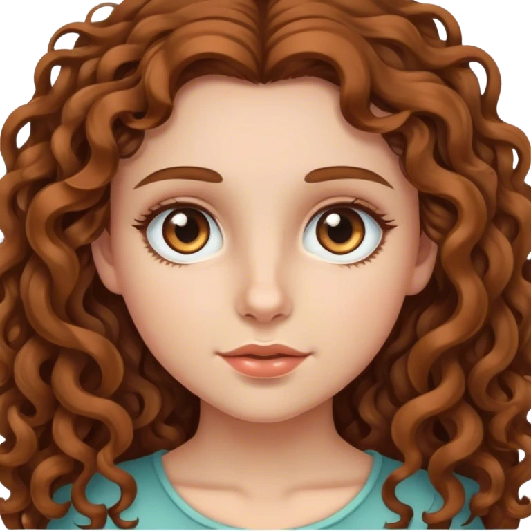 Girl with long brown curly hair and hazel eyes  emoji