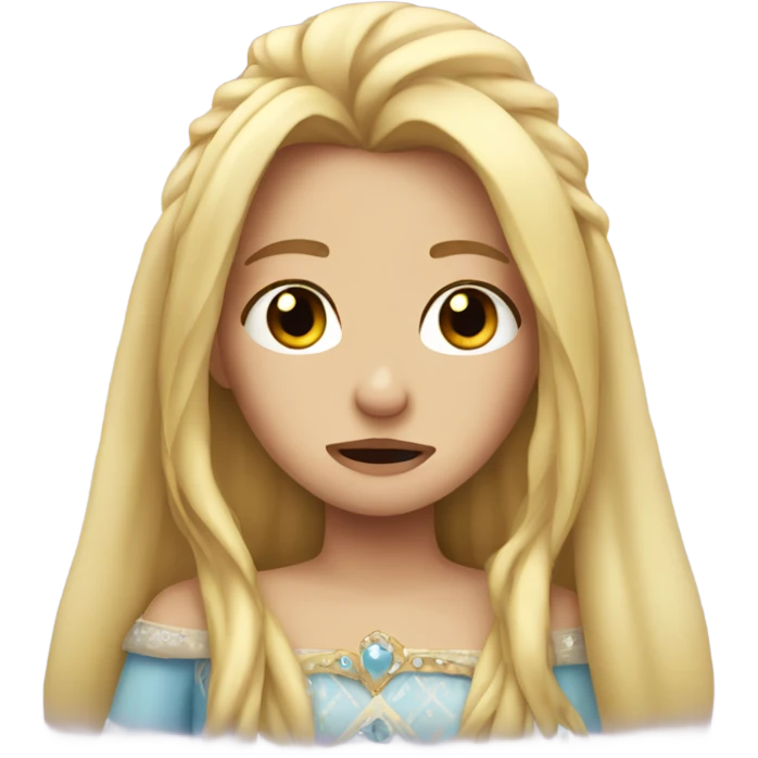 Crying princess with long blonde hair emoji