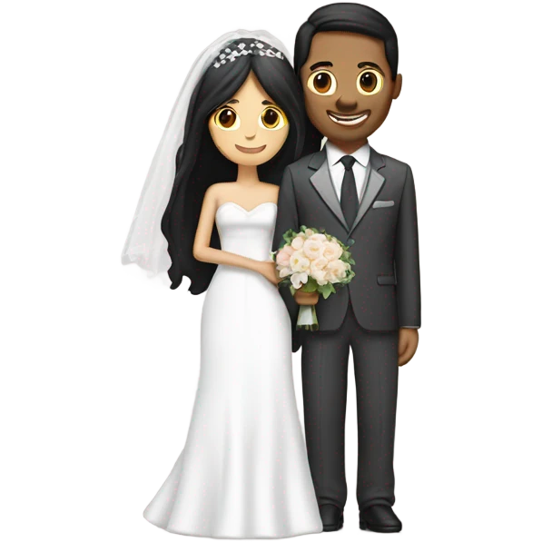wedding couple, women has long black hair and groom have also brown hair. They are getting married in church  emoji