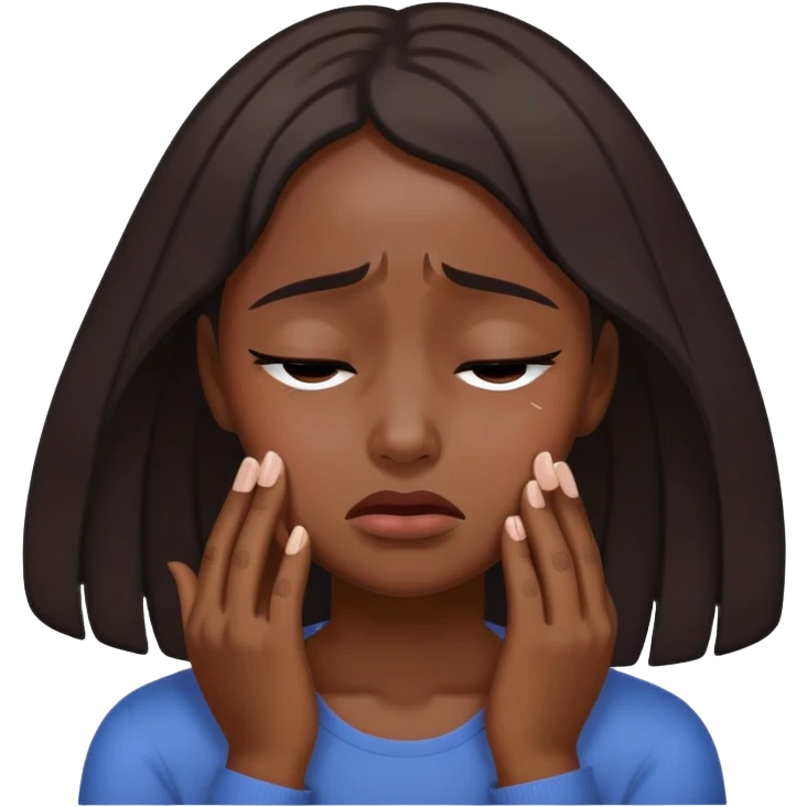 black dark girl super sad crying eyes closed emoji