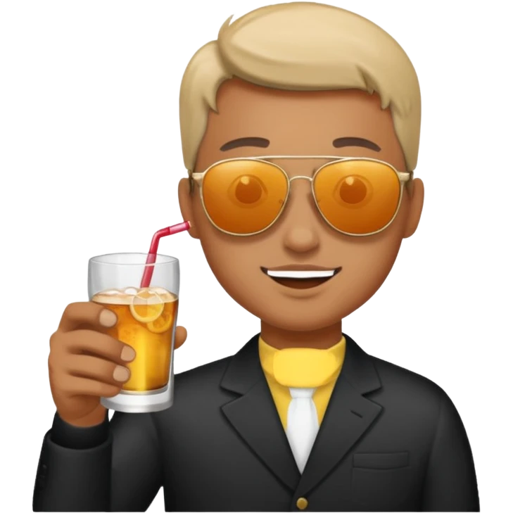 Person having sunglasses and drinking alcohol emoji