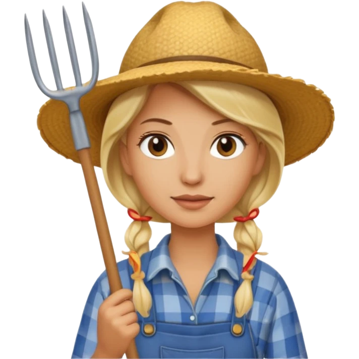 blonde farmer woman with pitchfork emoji