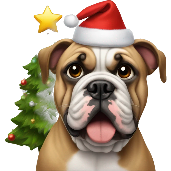 Christmas tree with bulldog emoji